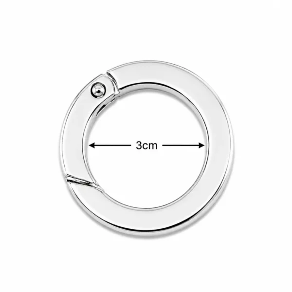 Anneau Mousqueton Rond 3 cm Argenté